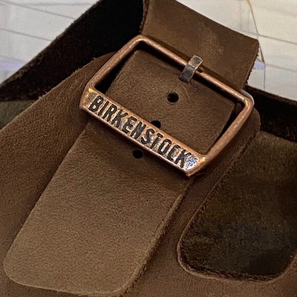 Birkenstock Arizona Leather Two Strap Comfort Sandals Brown Classic Footbed 41 - Picture 3 of 12